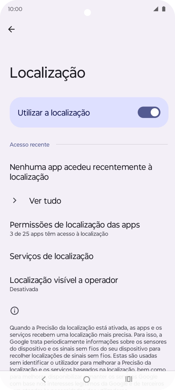 Prima Permissões de localização das apps.