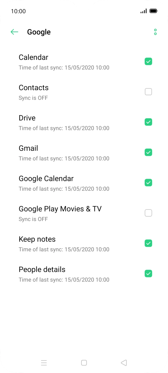 Press the field next to 'Contacts' to turn on the function.