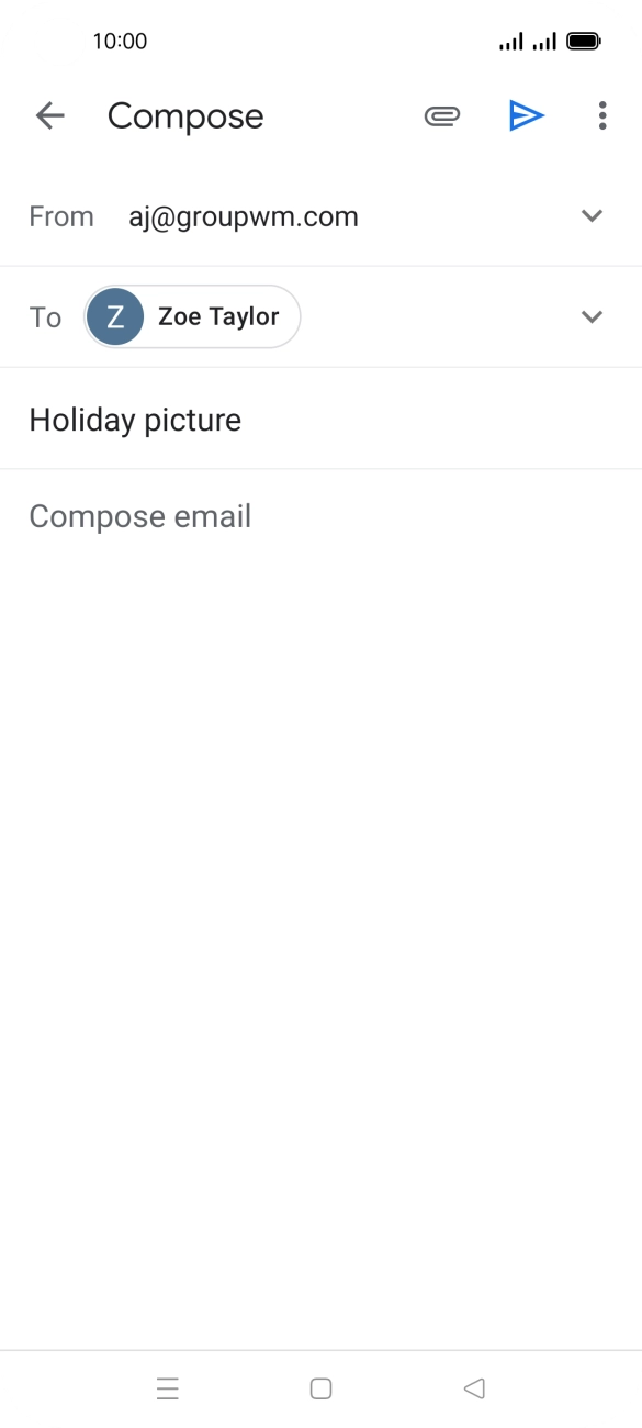 Press the text input field and write the text for your email.