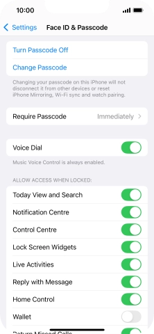 Press Turn Passcode Off and key in the lock code.