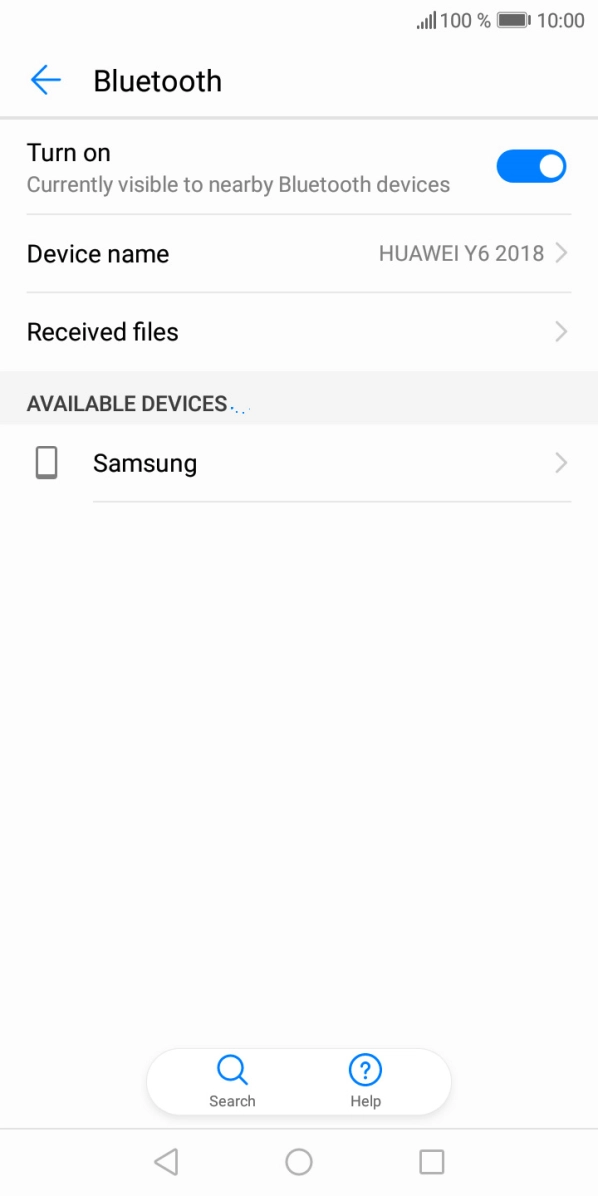 Press the required Bluetooth device and follow the instructions on the screen to pair the device with your phone.
