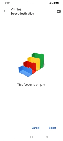 To create a new folder, press the new folder icon and follow the instructions on the screen to create a new folder.