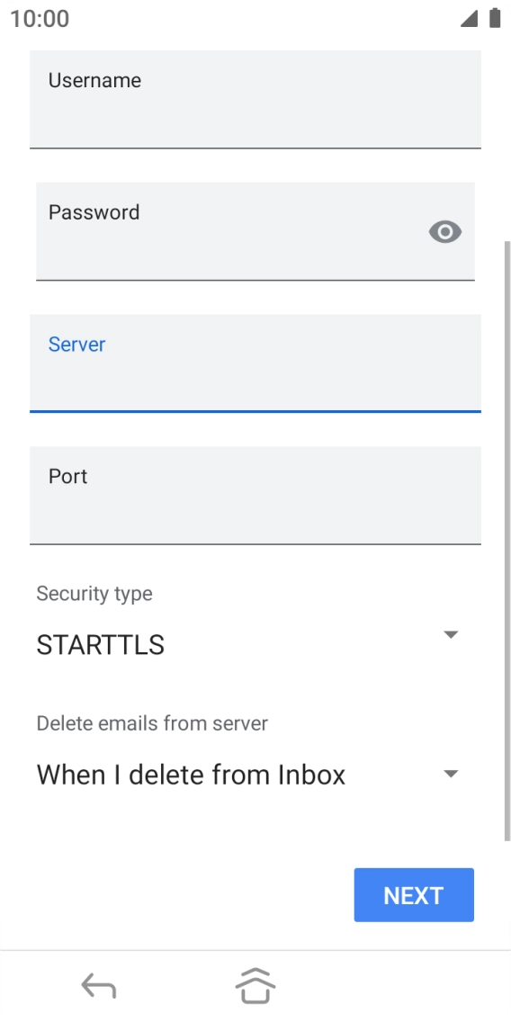 Press the field below 'Port' and key in 110. Press the field below 'Port' and key in 110.