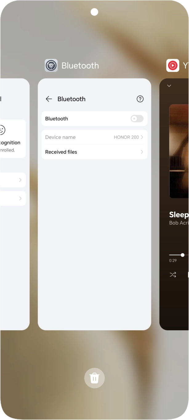 To end one running application, slide your finger upwards on the required application.