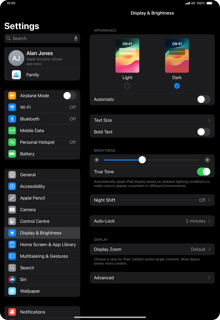 Press the indicator next to 'Automatic' to turn the function on or off.