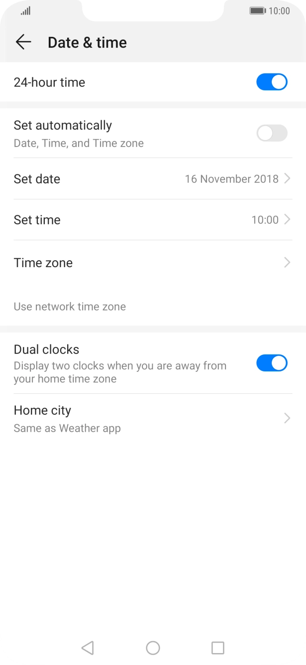Press the indicator next to 'Set automatically' to turn on the function.