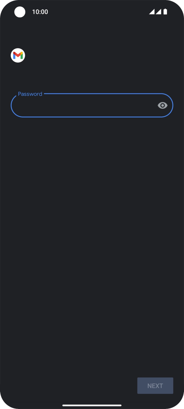 Press the field below 'Password' and key in the password for your email account. Press the field below 'Password' and key in the password for your email account.