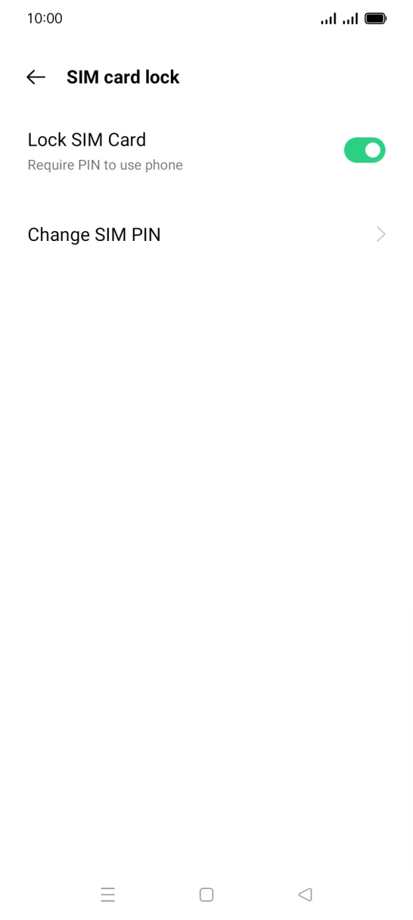 Press the indicator next to 'Lock SIM Card' to turn the function on or off.