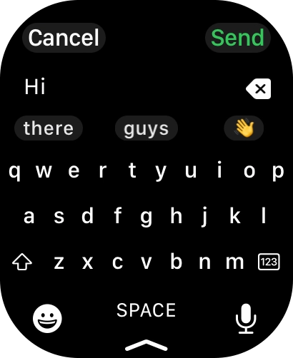 Press the microphone icon and record the message.