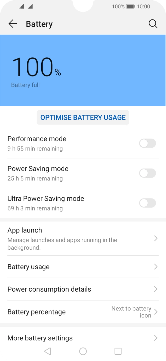 Press the indicator next to the required setting to turn on the function.