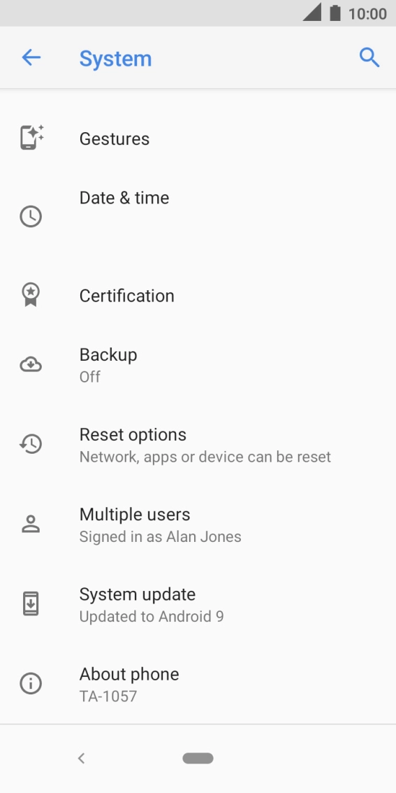 Press Reset options.