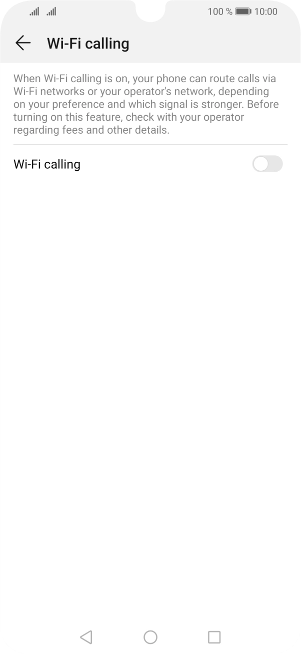 Press the indicator next to 'Wi-Fi calling' to turn the function on or off.
