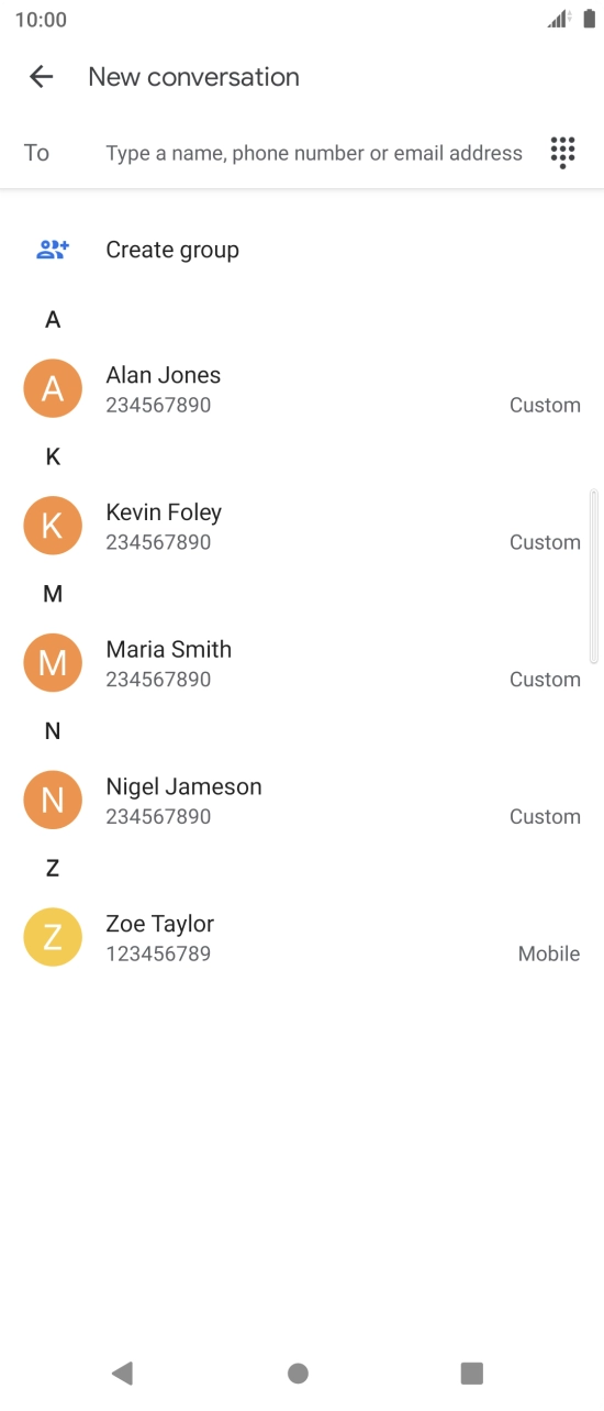 Press the field next to 'To' and key in the first letters of the recipient's name. Press the field next to 'To' and key in the first letters of the recipient's name.