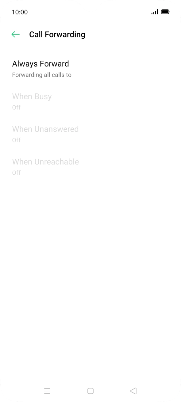 Press the required divert type. Press the required divert type.