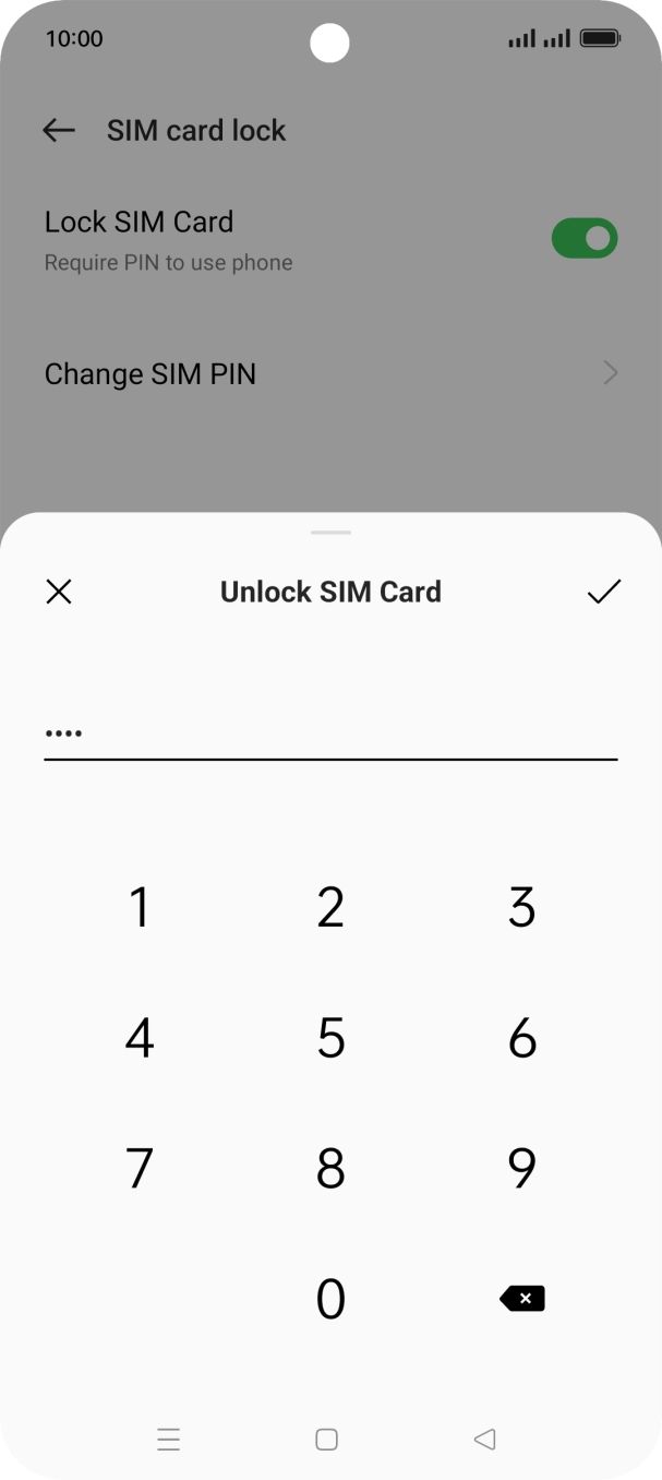 Key in your SIM PIN and press the confirm icon. The default SIM PIN is 0000.