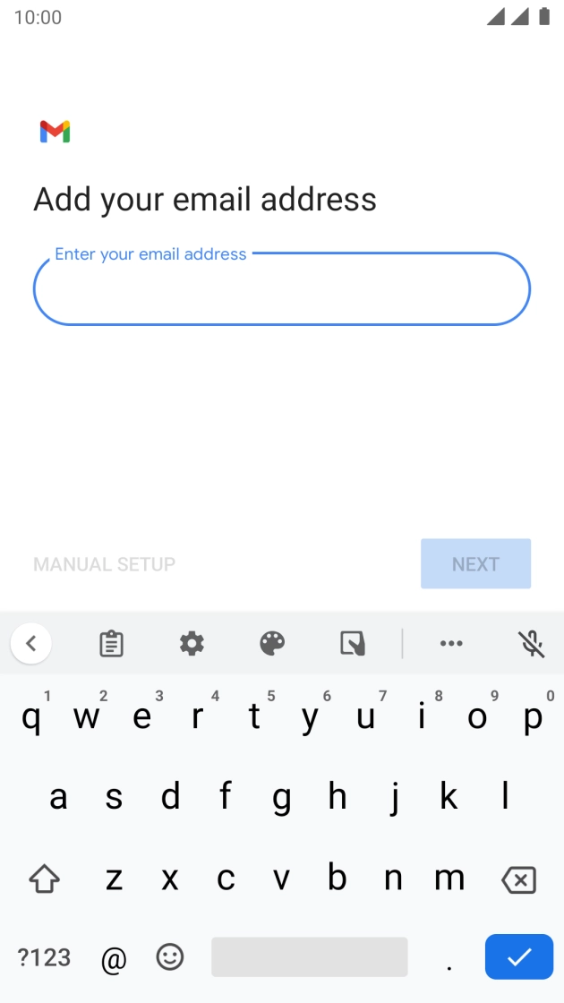 Press the field below 'Enter your email address' and key in your email address.