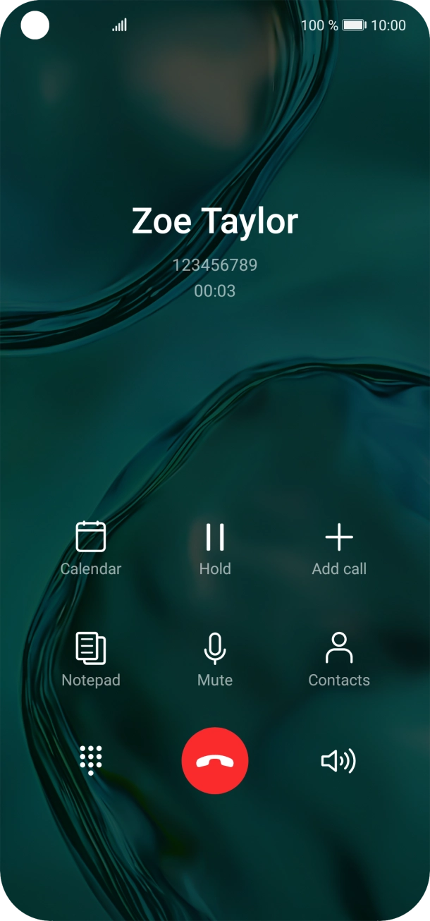Press the end call icon.