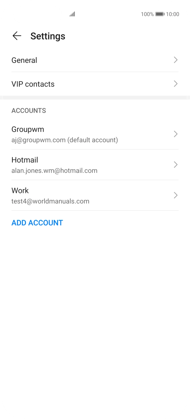 Press the required email account. Press the required email account.