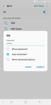Key in the password for the WiFi network and press CONNECT.