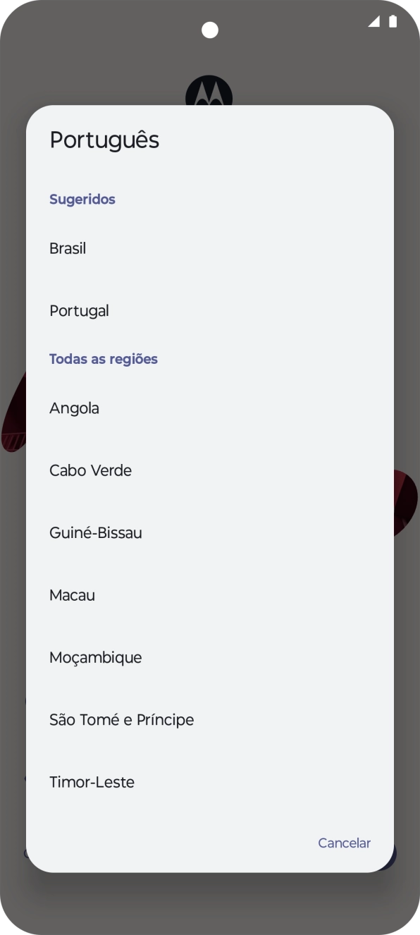 Prima a área ou país pretendido.