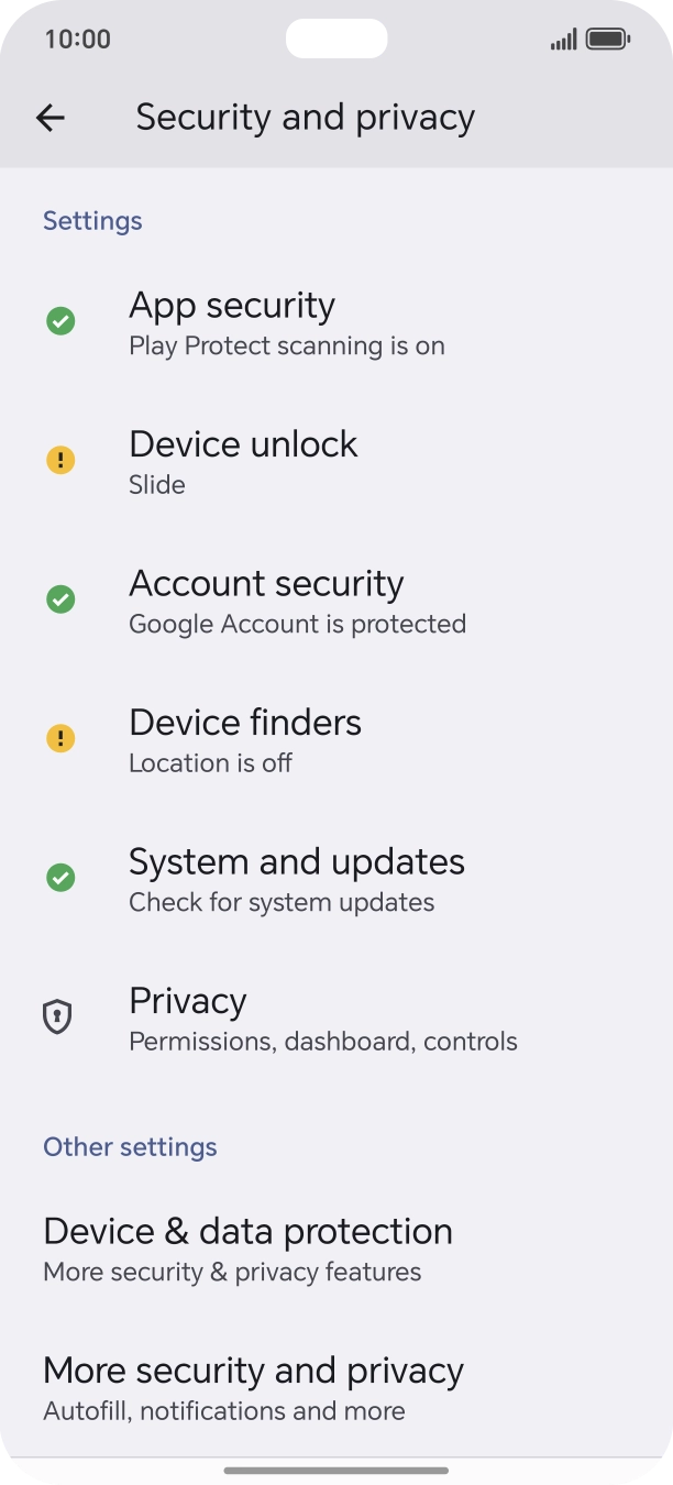 Press More security and privacy.