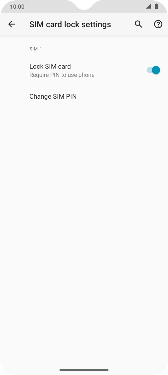 Press the indicator next to 'Lock SIM card' to turn the function on or off.
