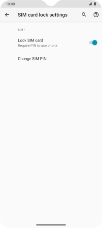 Press the indicator next to 'Lock SIM card' to turn the function on or off.