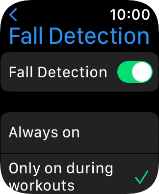 Press the indicator next to 'Fall Detection' to turn on the function.