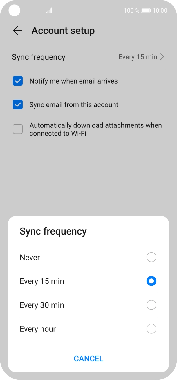 Press the required setting. Press the required setting.