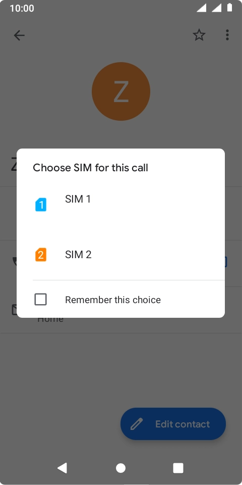 Press the required SIM.