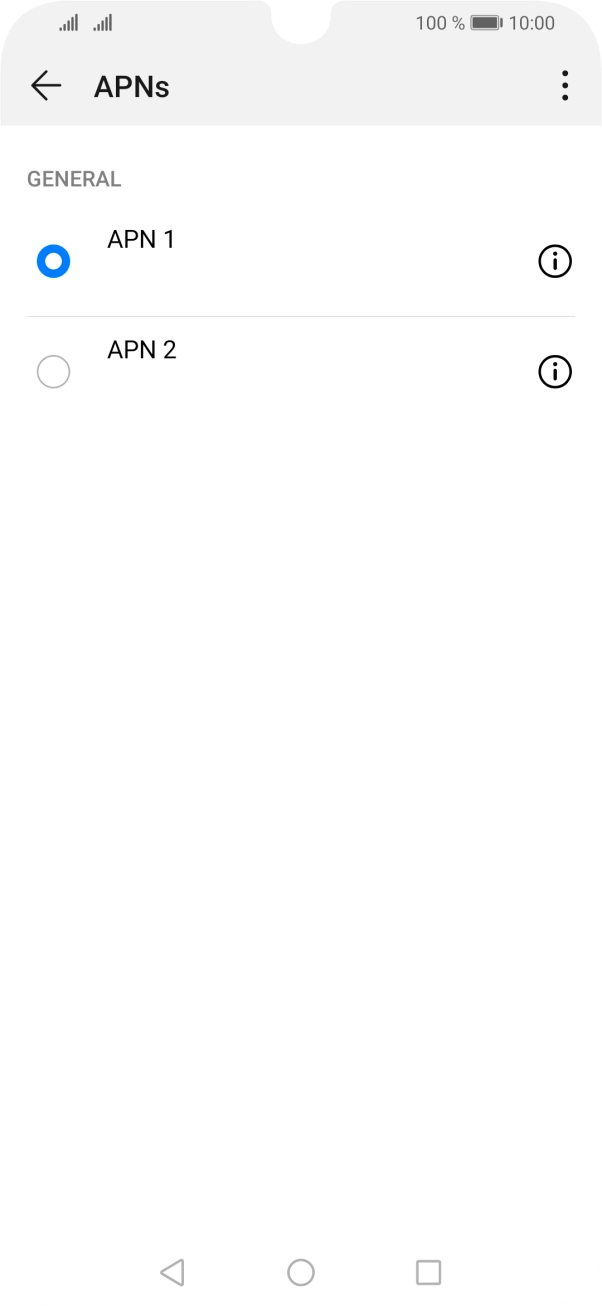 Press the field next to the required data connection to activate it. Press the field next to the required data connection to activate it.