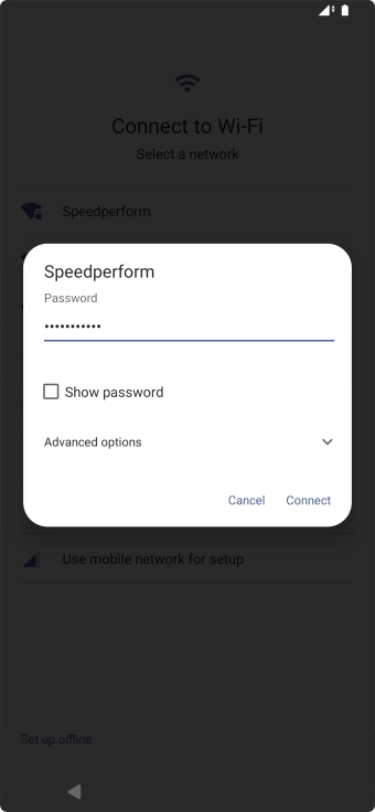 Key in the password for the WiFi network and press Connect.