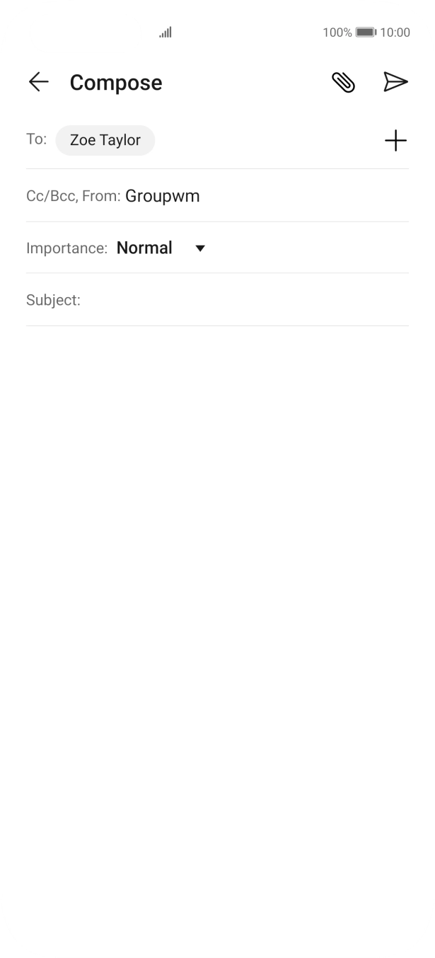 Press the field next to 'Subject:' and key in the required subject.