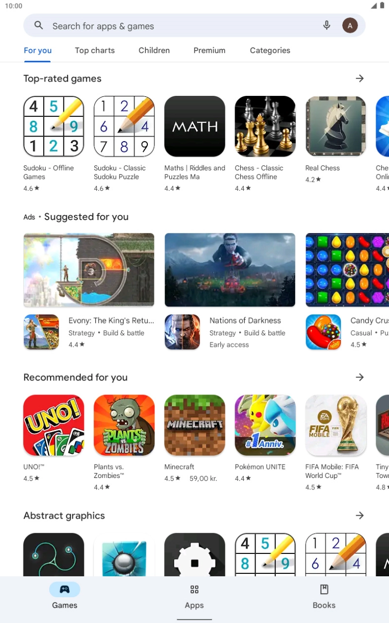 Press the search field.