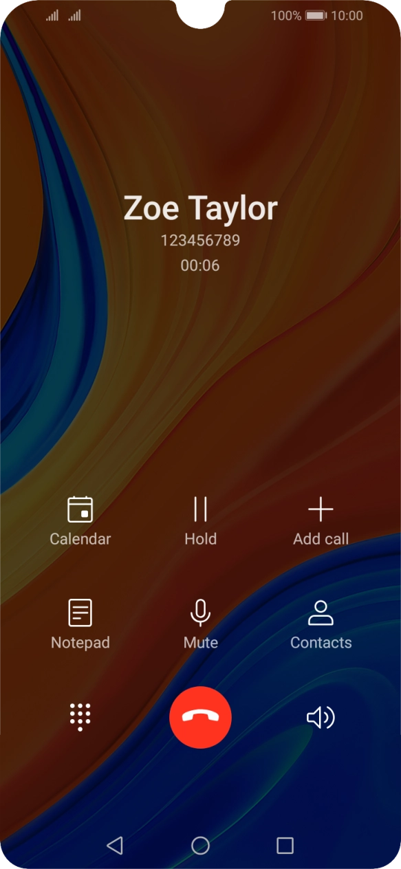 Press the end call icon.