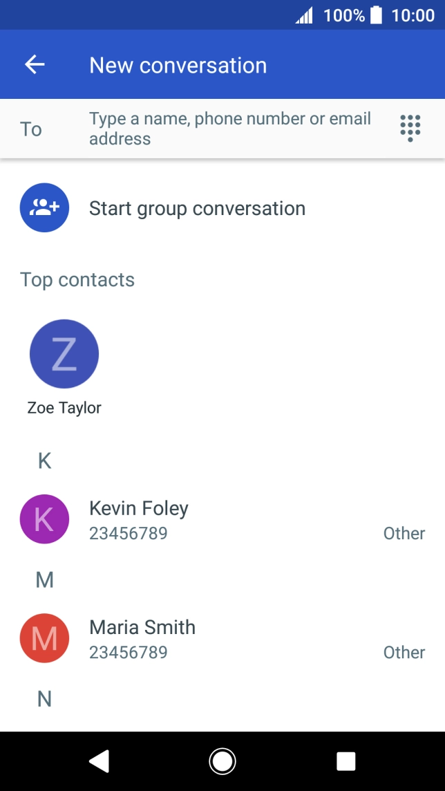 Press the field next to 'To' and key in the first letters of the recipient's name.