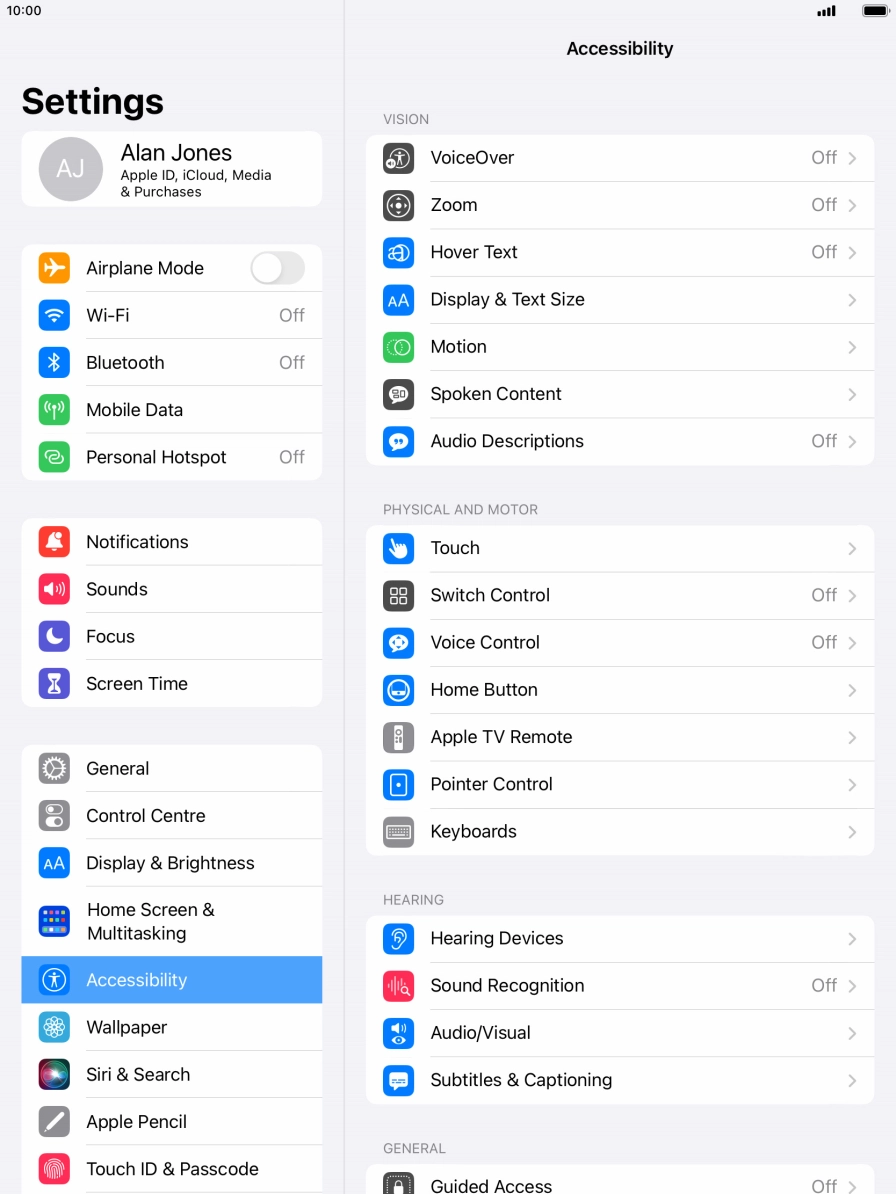 Press the required category below 'VISION' and follow the instructions on the screen to select the required settings. Press the required category below 'VISION' and follow the instructions on the screen to select the required settings.