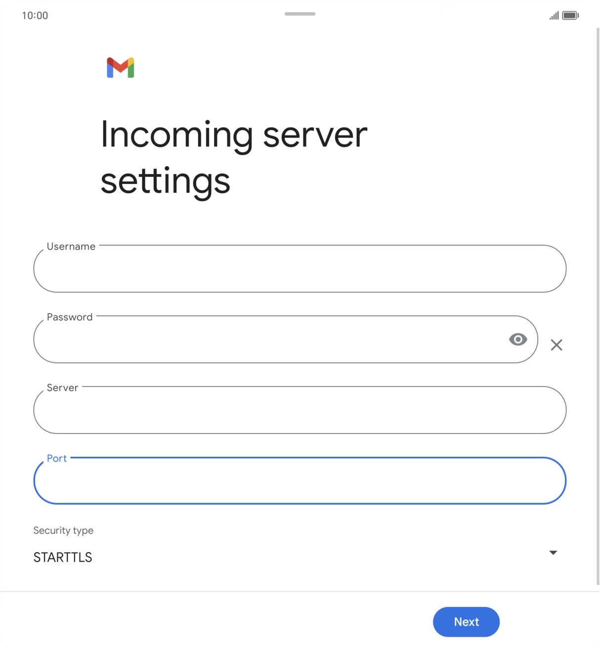 Press the drop down list below 'Security type'. Press the drop down list below 'Security type'.