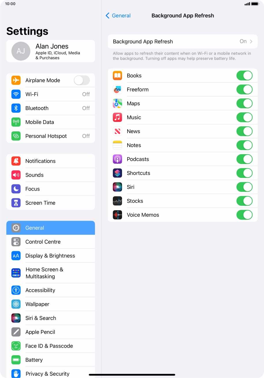Press Background App Refresh. Press Background App Refresh.