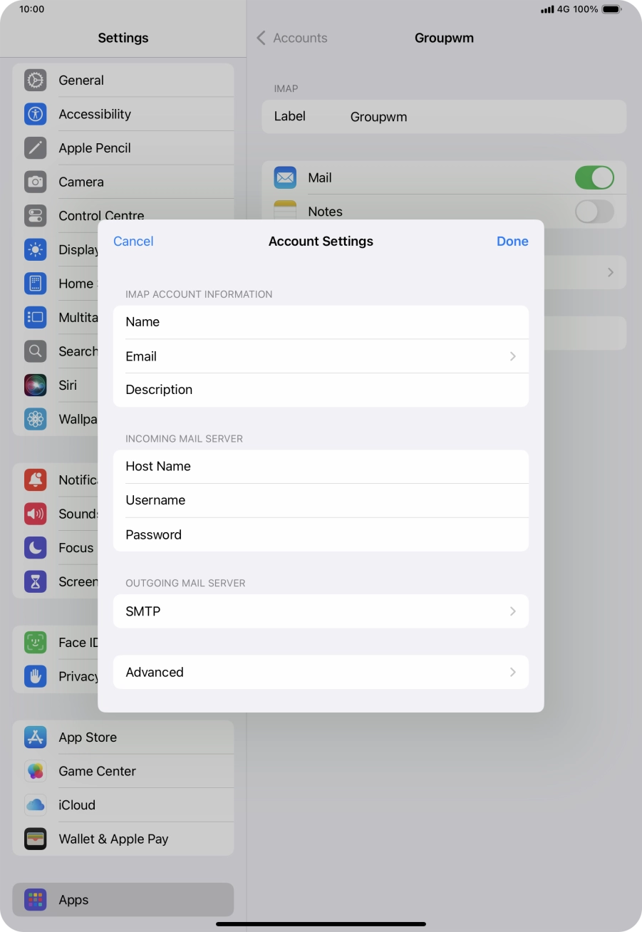 Press SMTP. Press SMTP.