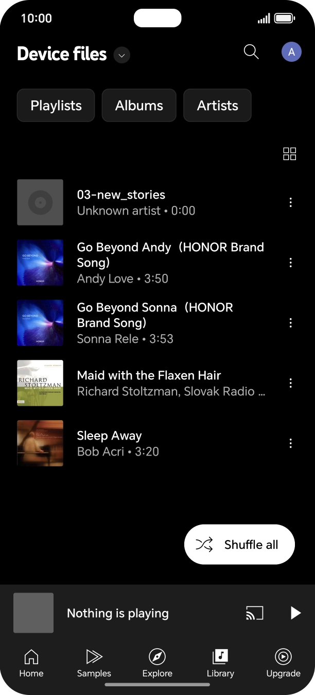 Press the required audio file.