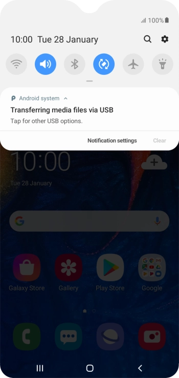 Press Tap for other USB options..