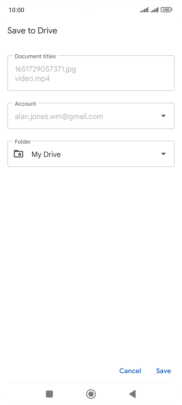 Press the field below 'Folder' and go to the required folder.