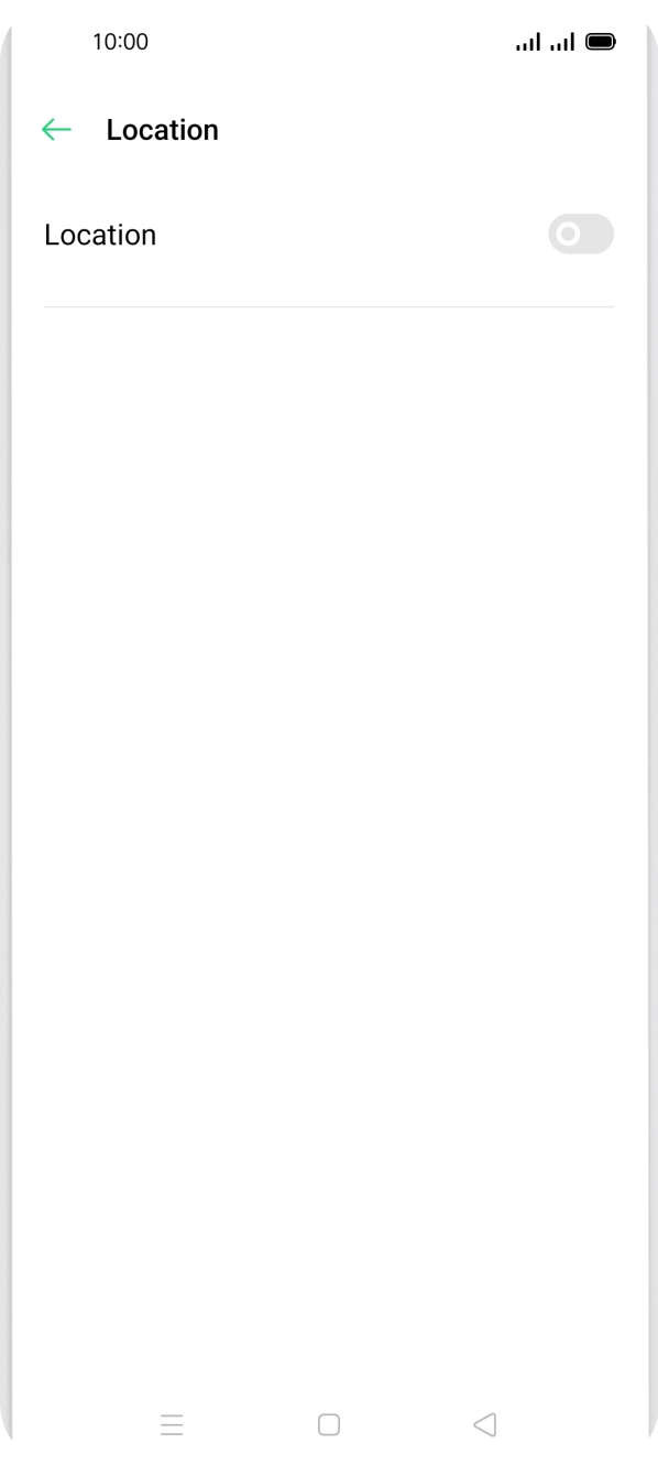 Press the indicator next to 'Location' to turn the function on or off. Press the indicator next to 'Location' to turn the function on or off.