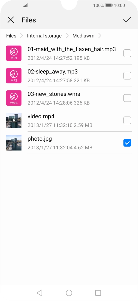 Press the confirm icon.
