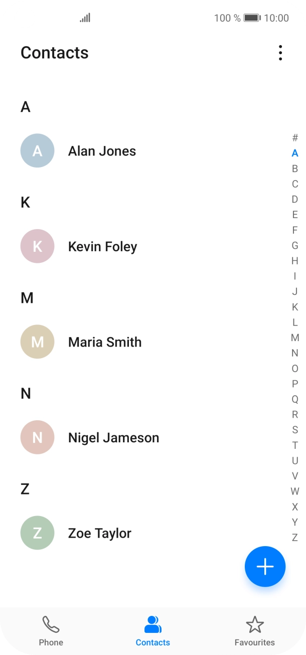 Press the required contact.