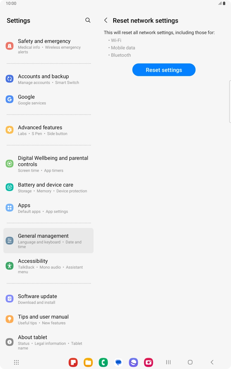 Press Reset settings.