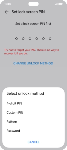 Press the required lock code and follow the instructions on the screen to create an additional lock code.