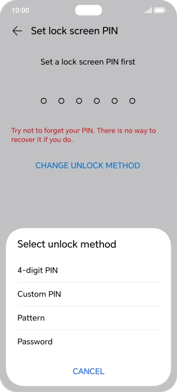 Press the required lock code and follow the instructions on the screen to create an additional lock code.