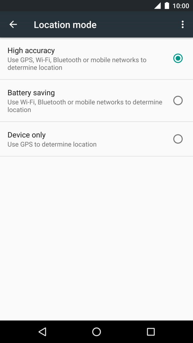 If you select High accuracy, your phone can find your exact position using the GPS satellites, the mobile network and nearby WiFi networks. Satellite-based GPS requires a clear view of the sky.